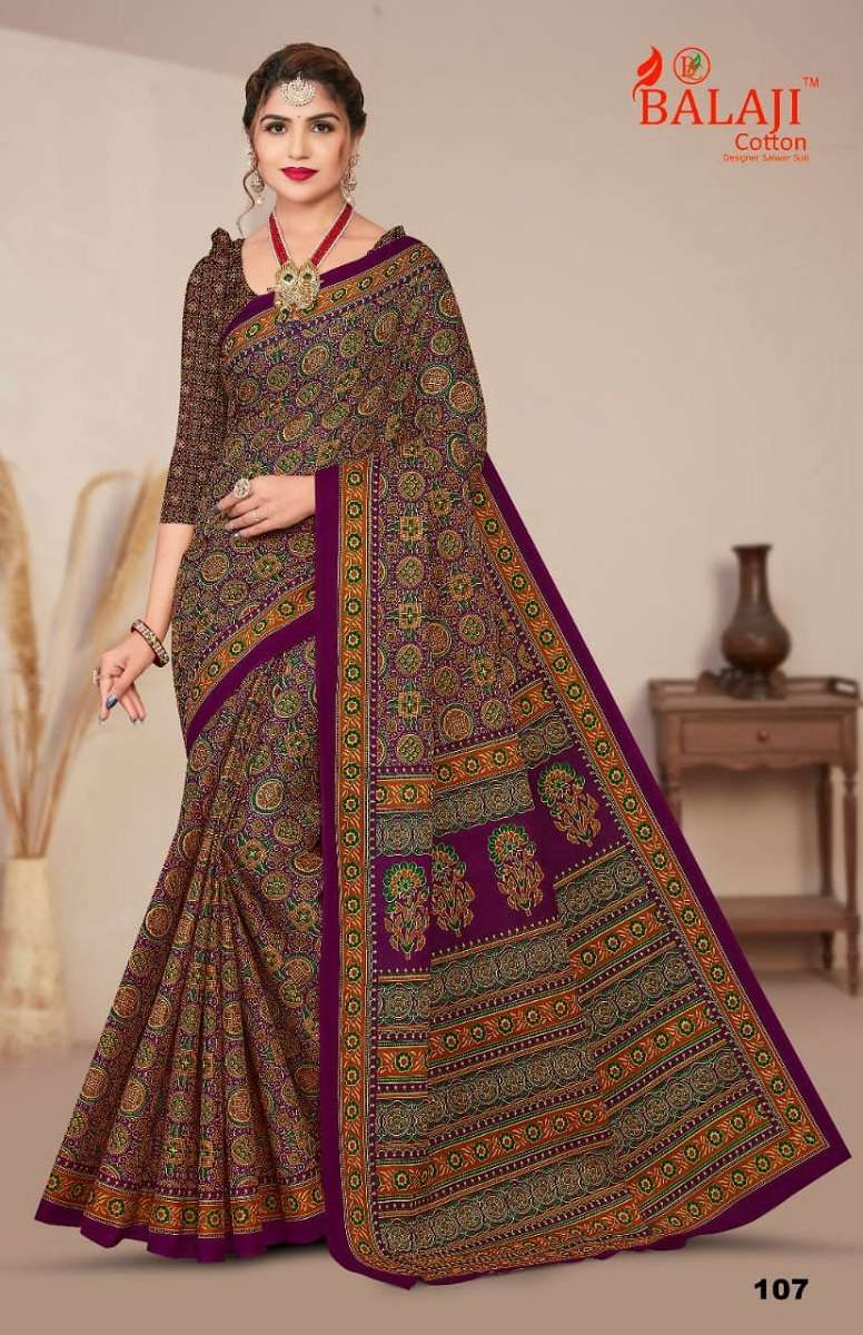Balaji Ajrakh Cotton Saree -Wholesale Catalog