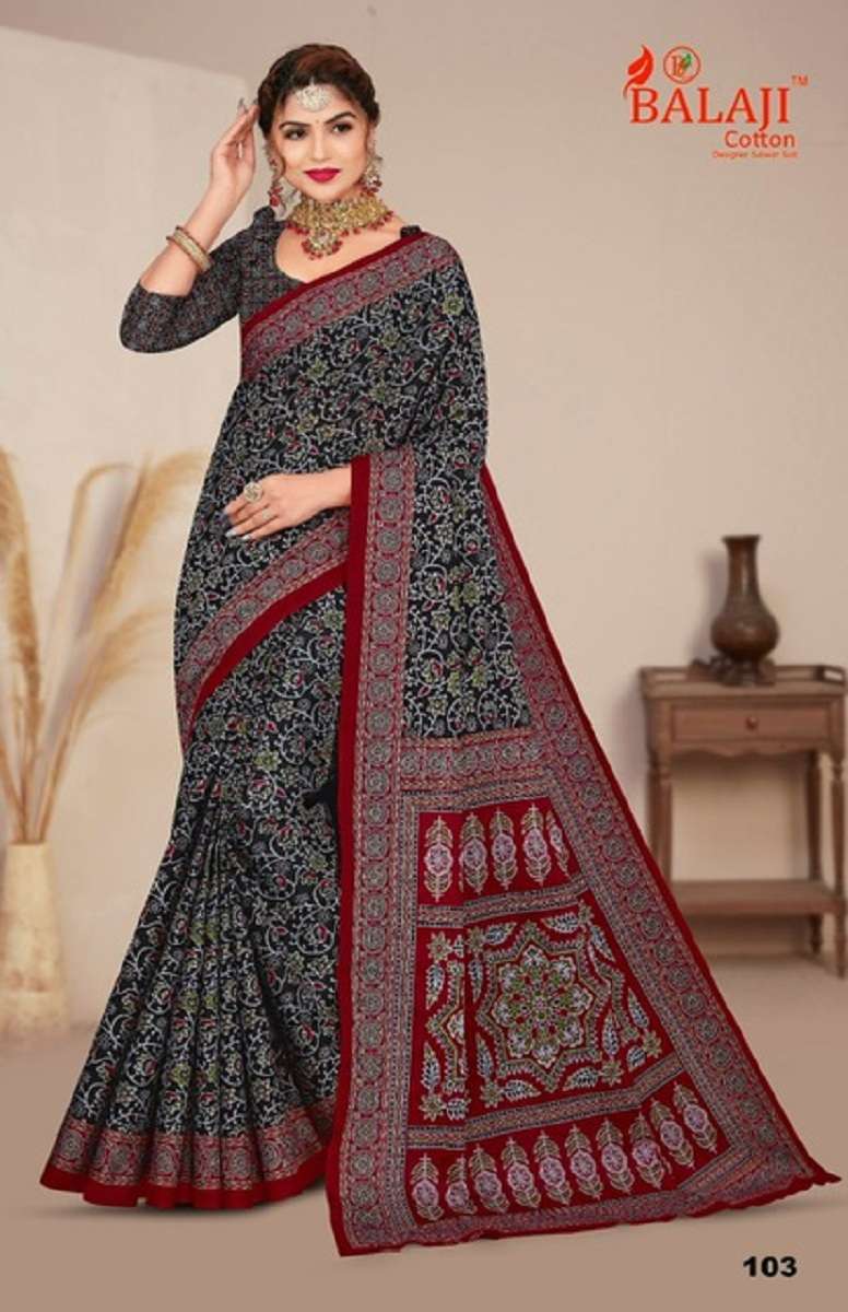 Balaji Ajrakh Cotton Saree -Wholesale Catalog
