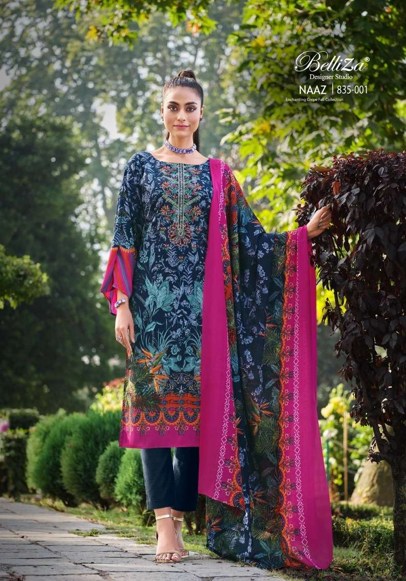 Belliza Naaz Pure Crepe Designer Dress Material Wholesale catalog