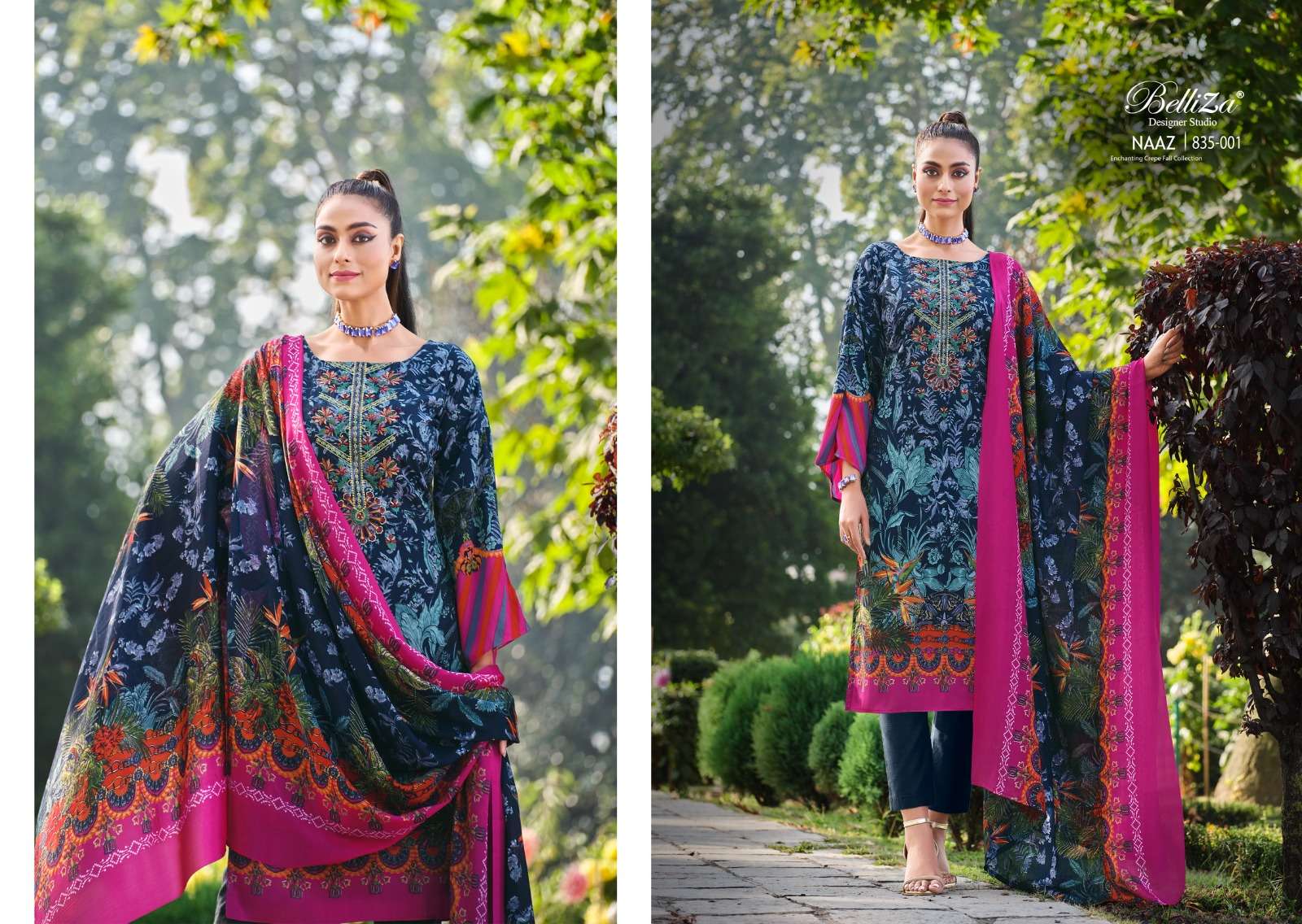 Belliza Naaz Pure Crepe Designer Dress Material Wholesale catalog
