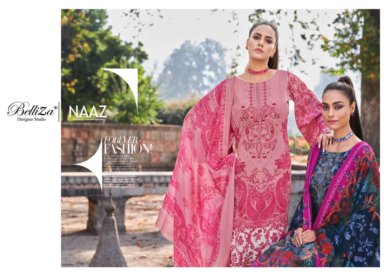 Belliza Naaz Pure Crepe Designer Dress Material Wholesale catalog