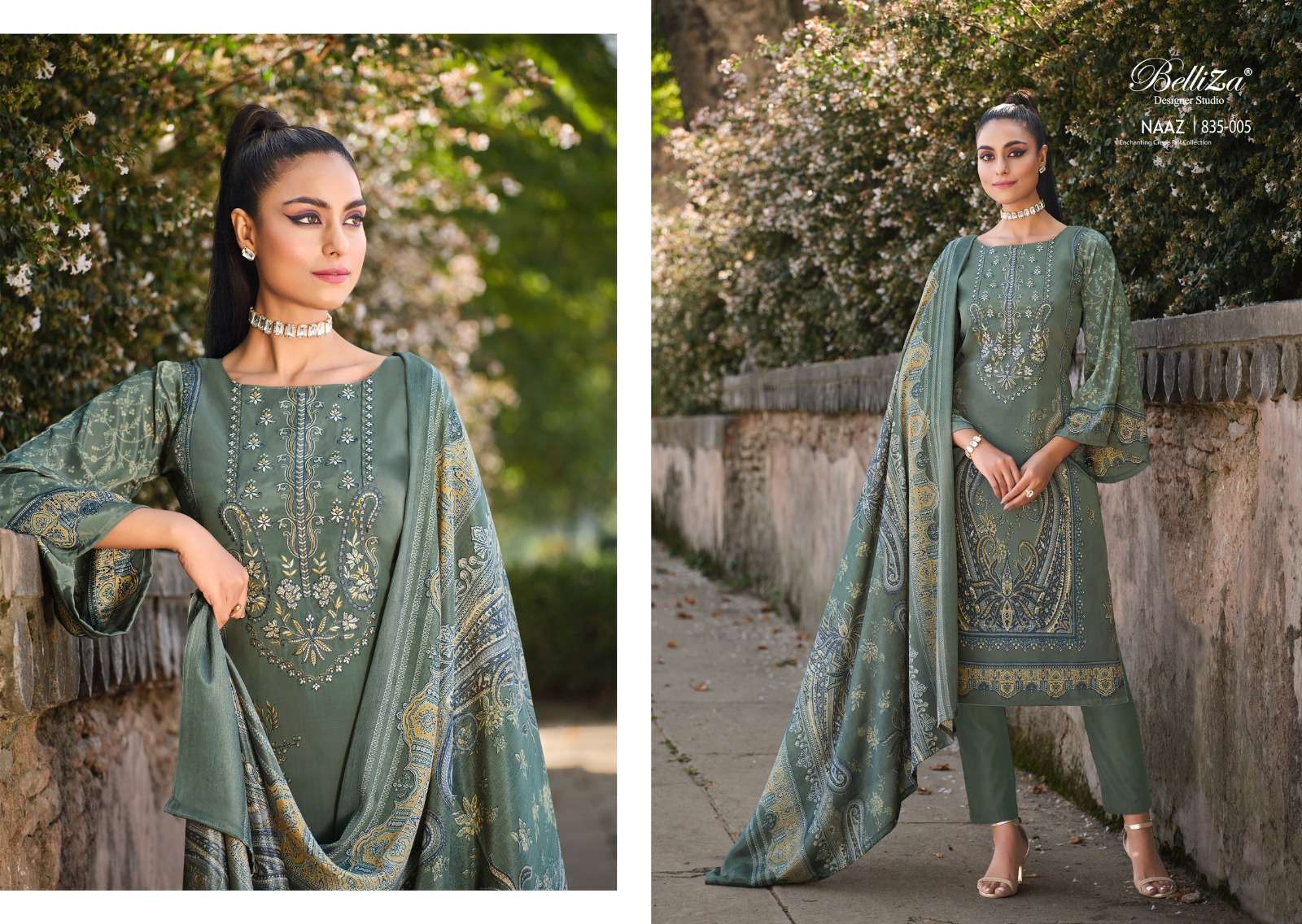 Belliza Naaz Pure Crepe Designer Dress Material Wholesale catalog