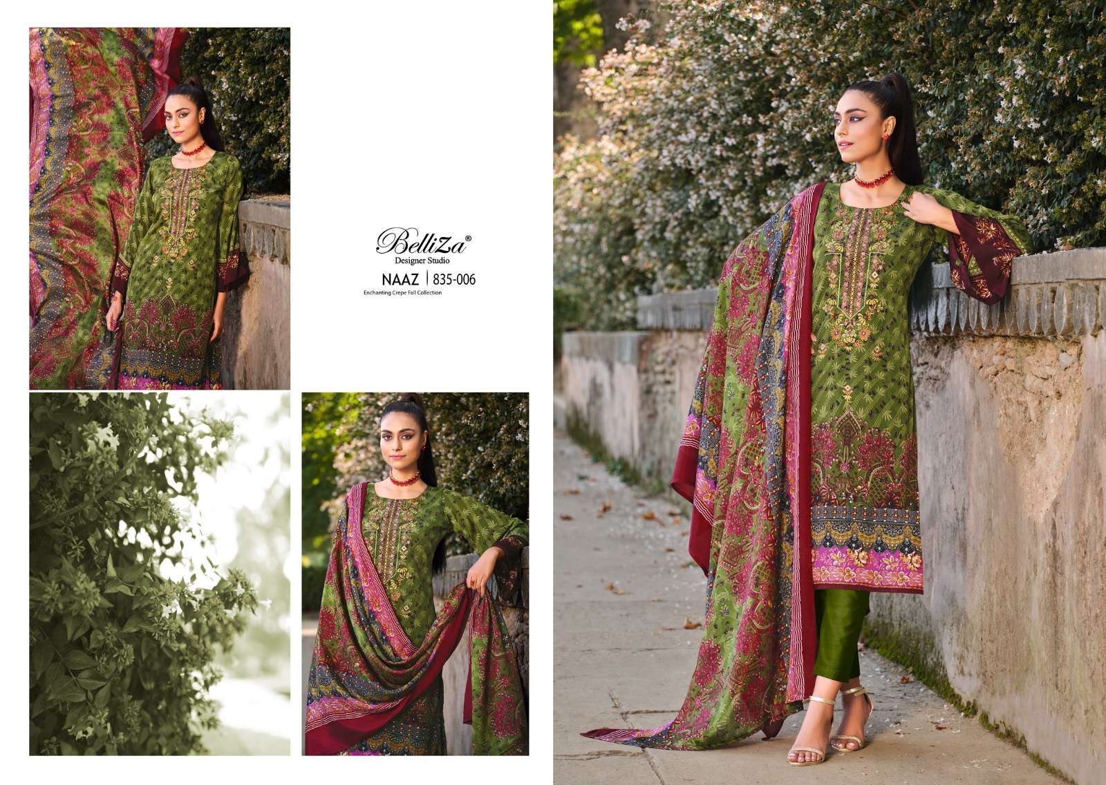 Belliza Naaz Pure Crepe Designer Dress Material Wholesale catalog