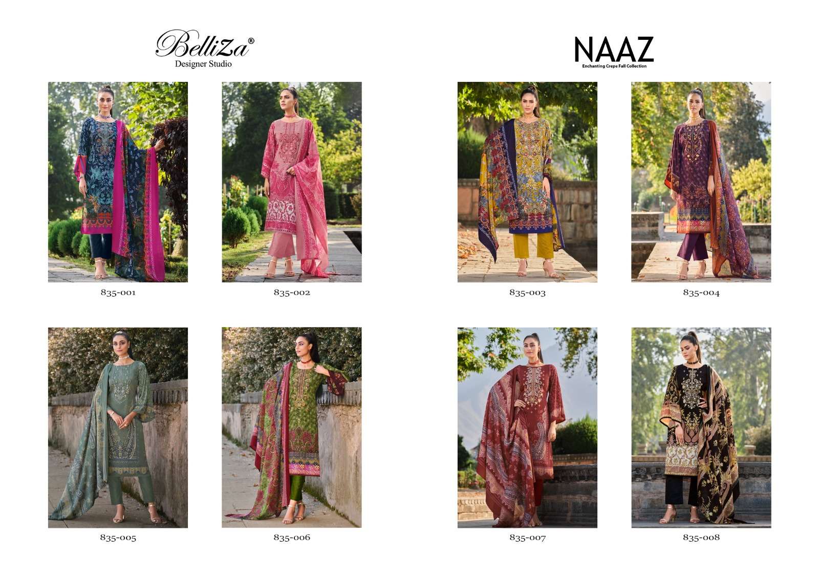 Belliza Naaz Pure Crepe Designer Dress Material Wholesale catalog