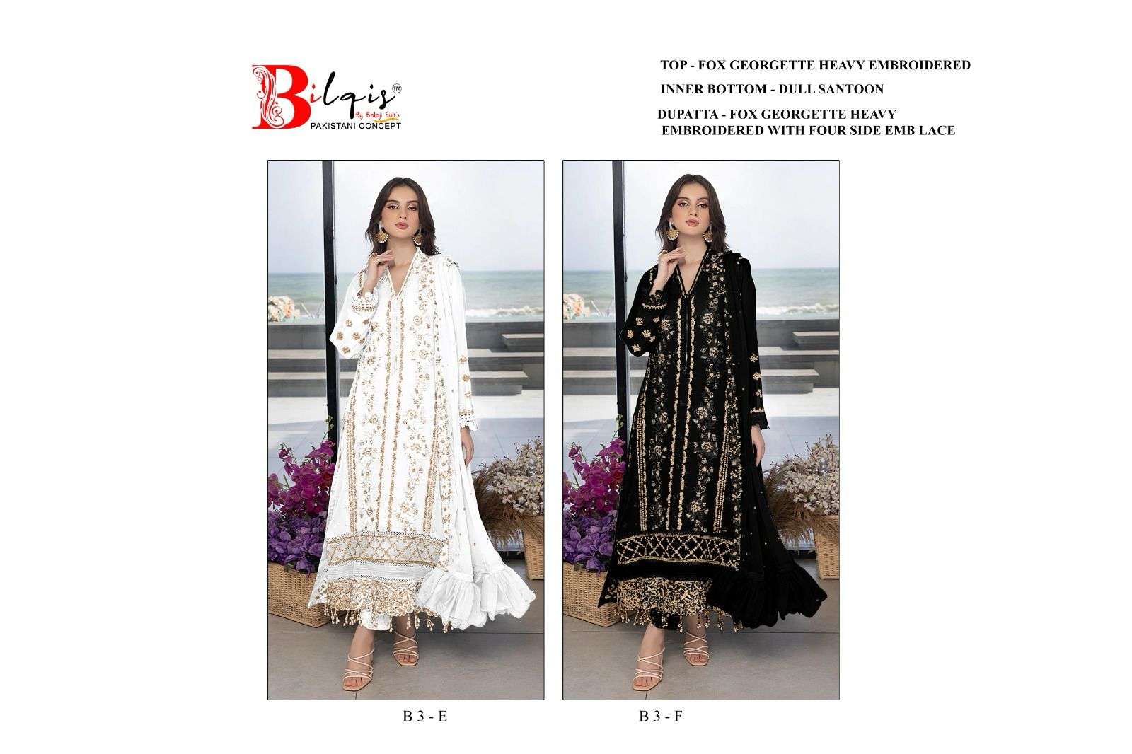 Bilqis B 03 E And F Pakistani Suits Wholesale catalog