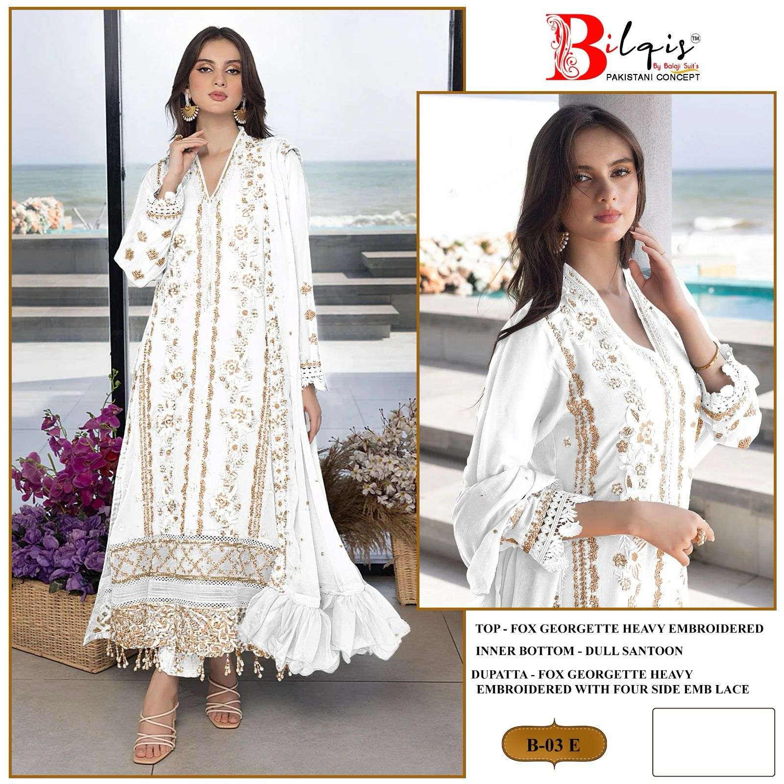Bilqis B 03 E And F Pakistani Suits Wholesale catalog