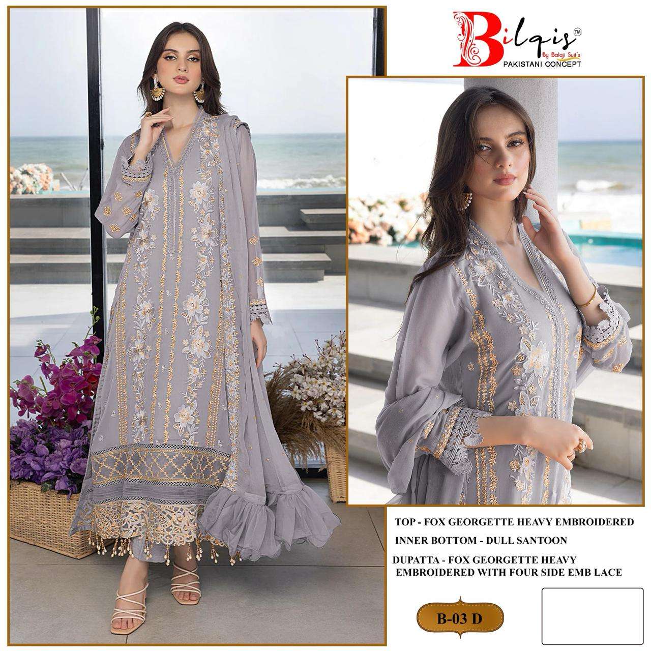 Bilqis B 03 Pakistani Suits Wholesale catalog