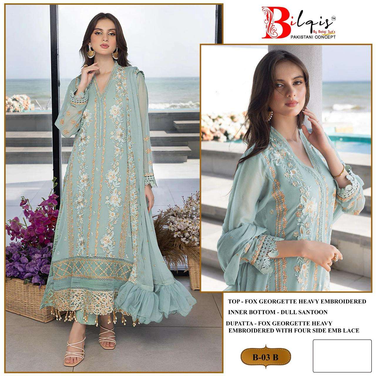 Bilqis B 03 Pakistani Suits Wholesale catalog