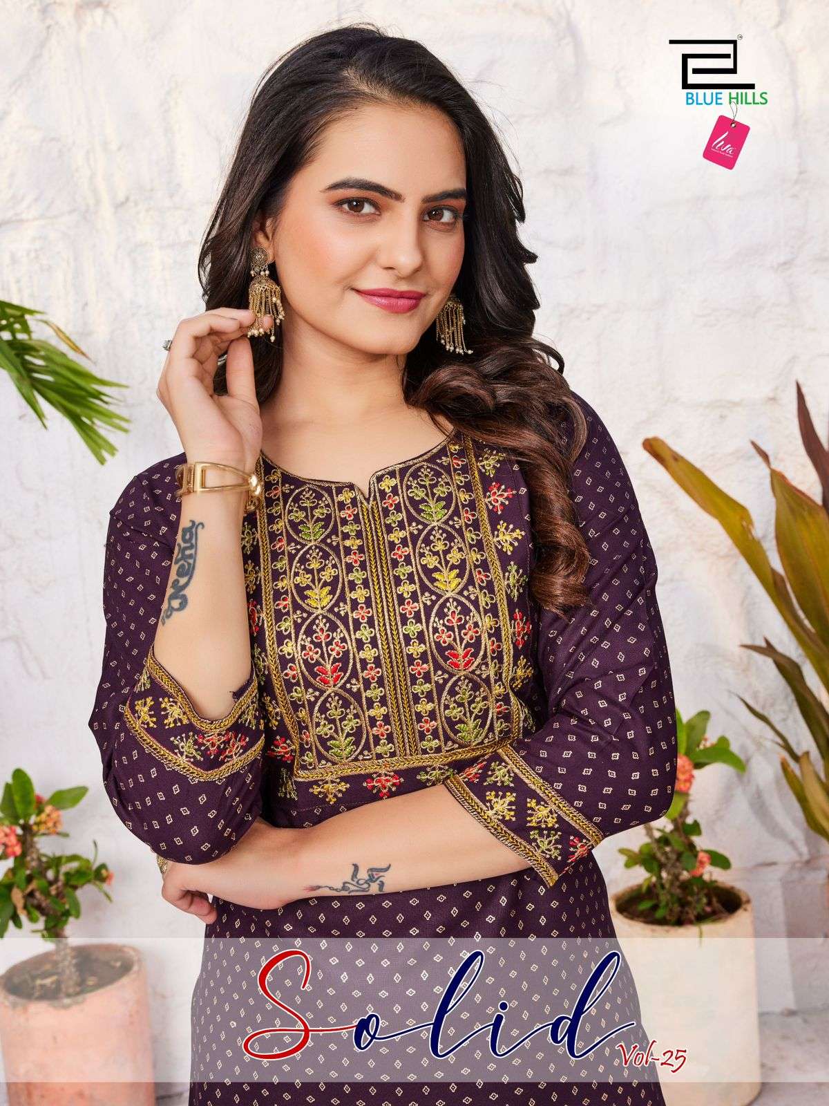 BLUE HILLS Solid Vol.25 Kurti Wholesale catalog