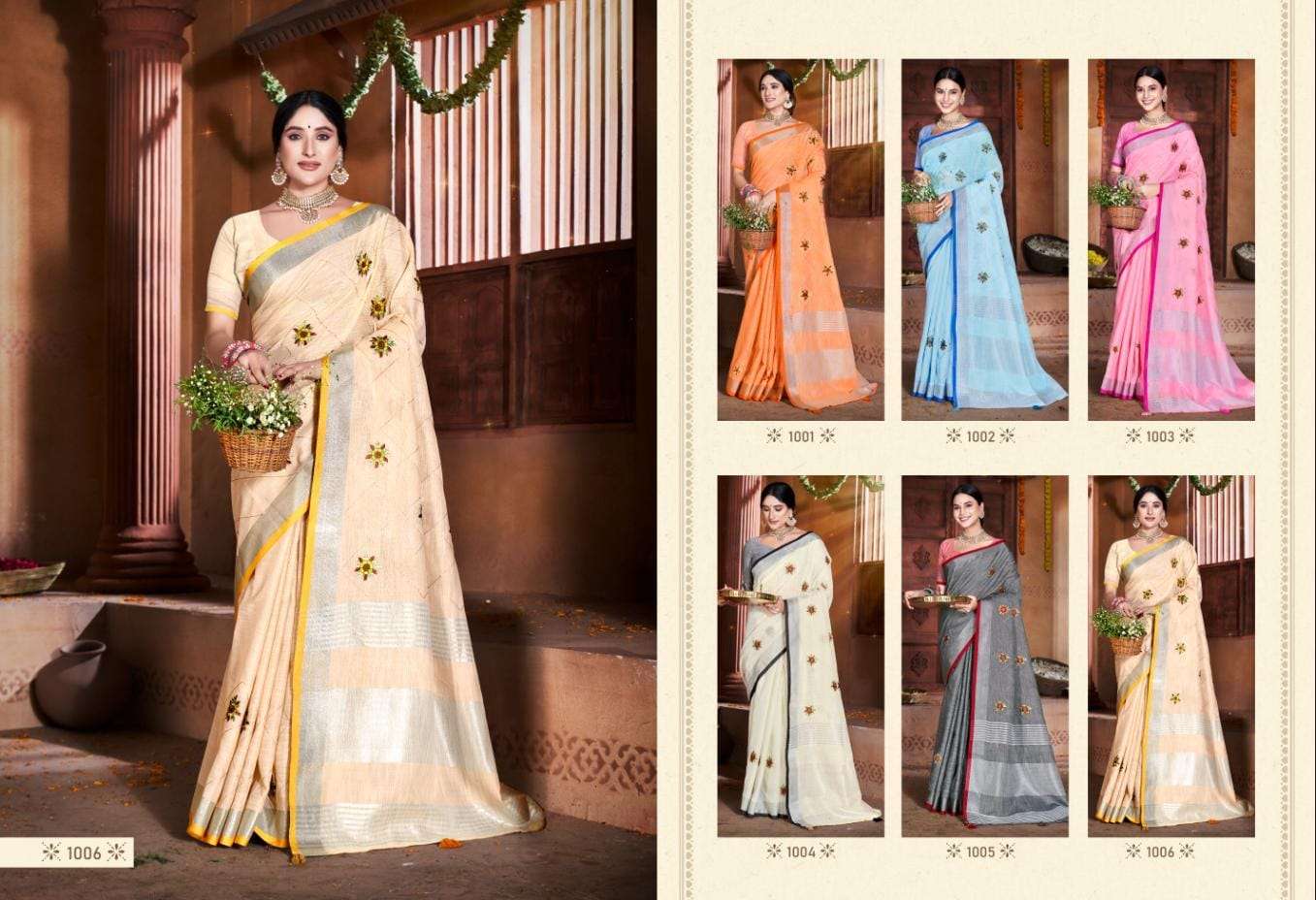 BUNAWAT AMYRA NEW Linen Cotton Saree Wholesale catalog