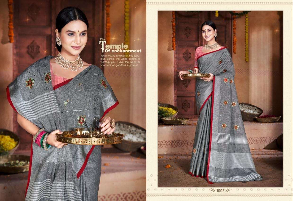 BUNAWAT AMYRA NEW Linen Cotton Saree Wholesale catalog