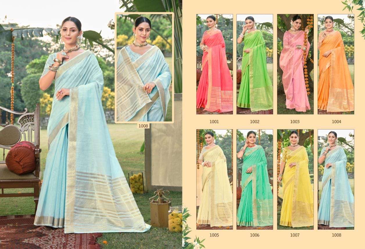 BUNAWAT CLASSIC COTTON Linen Cotton Saree Wholesale catalog