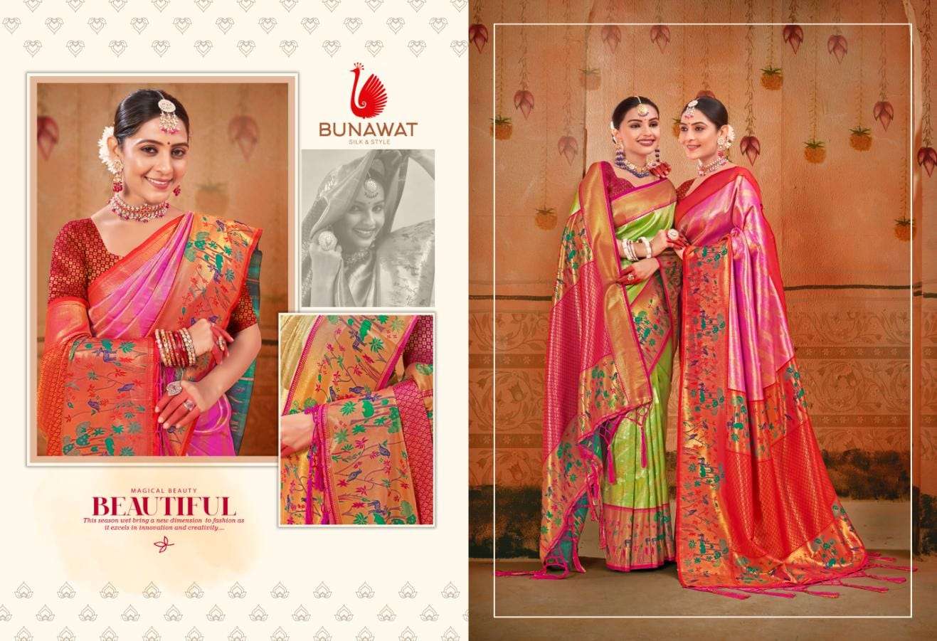 BUNAWAT GOLDEN BIRD Paithani Silk Saree Wholesale catalog