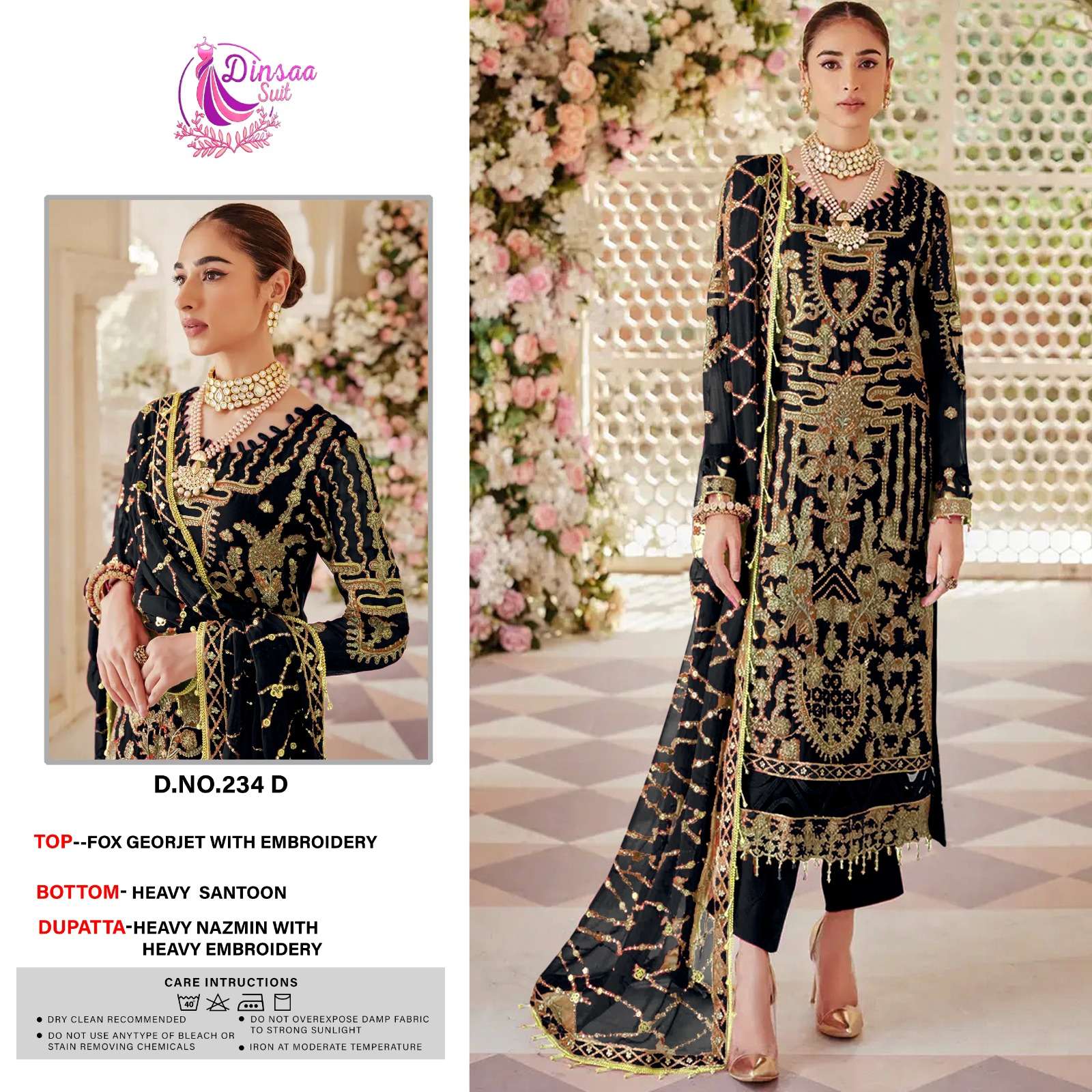 Dinsaa 234 Faux Georgette Pakistani Suits Wholesale catalog