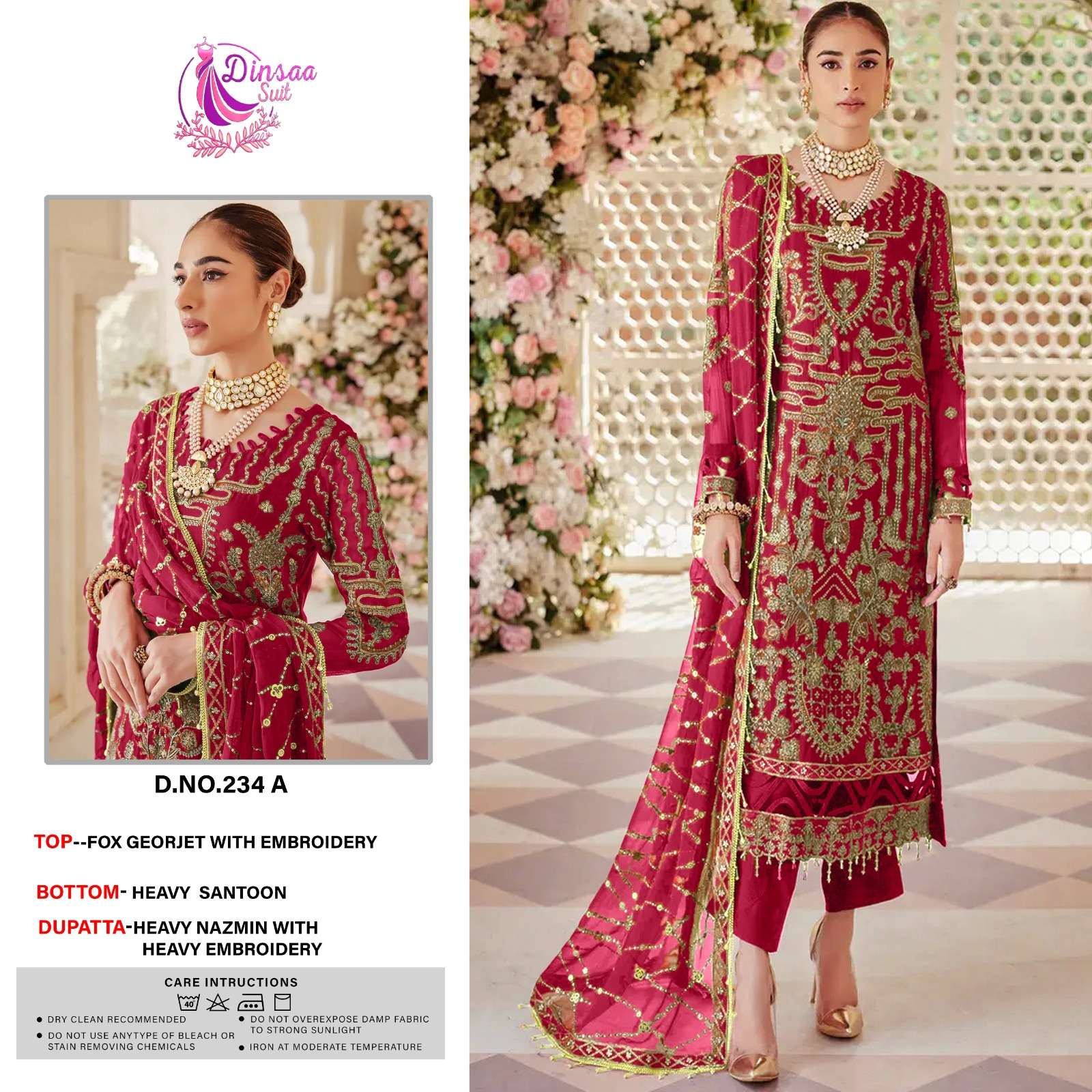 Dinsaa 234 Faux Georgette Pakistani Suits Wholesale catalog