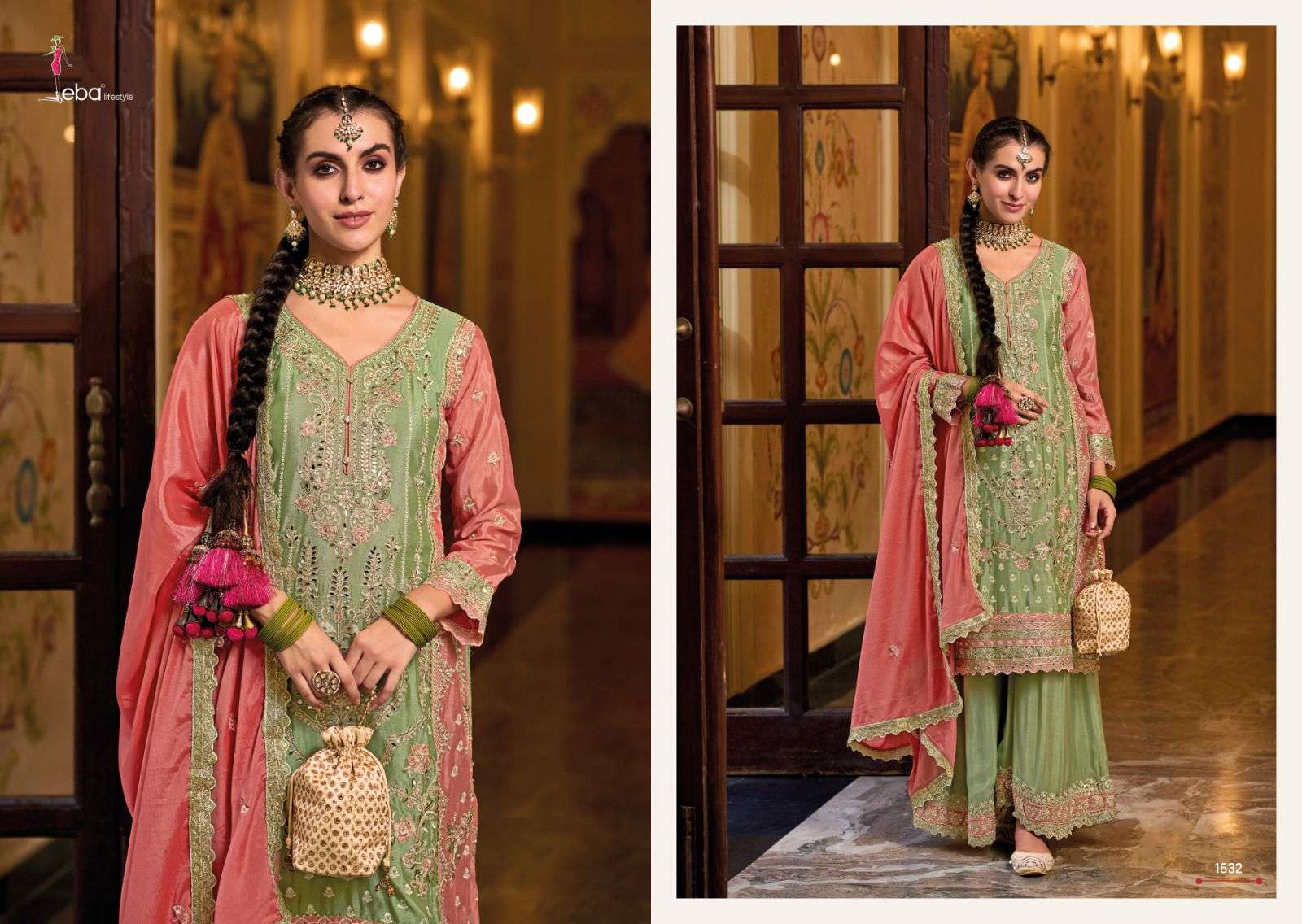 Eba Surili Heavy Chinnon Embroidered Salwar Suit Wholesale catalog