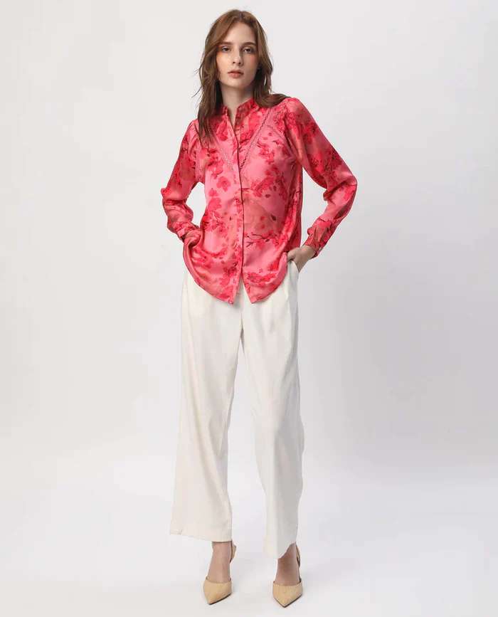 FLORAL PRINT LACE SHIRT GELBS - PINK Western Wear Wholesale catalog