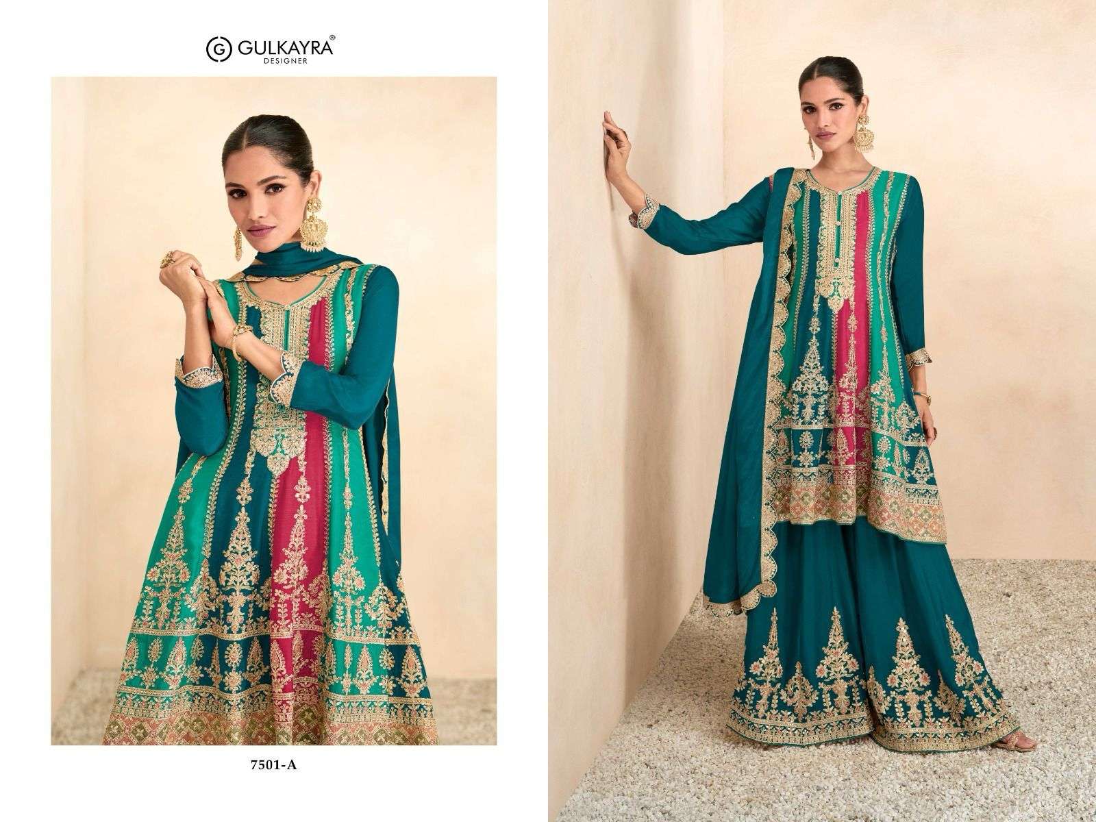 Gulkayra Preet Gold Real Georgette Salwar Kameez Wholesale catalog