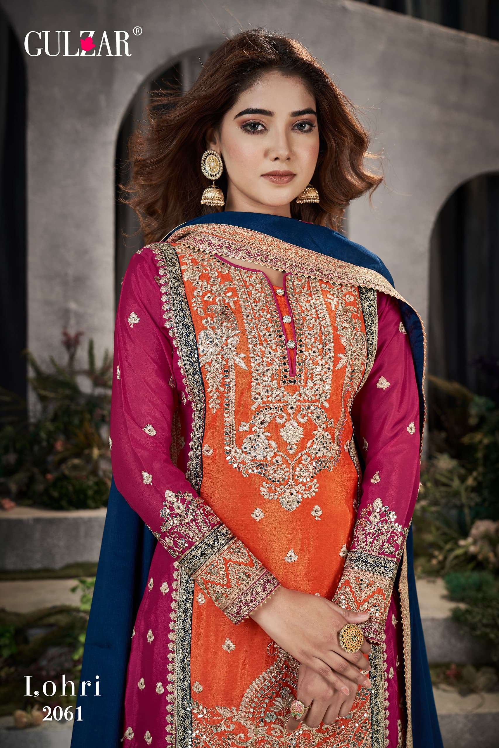 Gulzar Lohir Premium Chinnon Embroidered Salwar Suits Wholesale catalog
