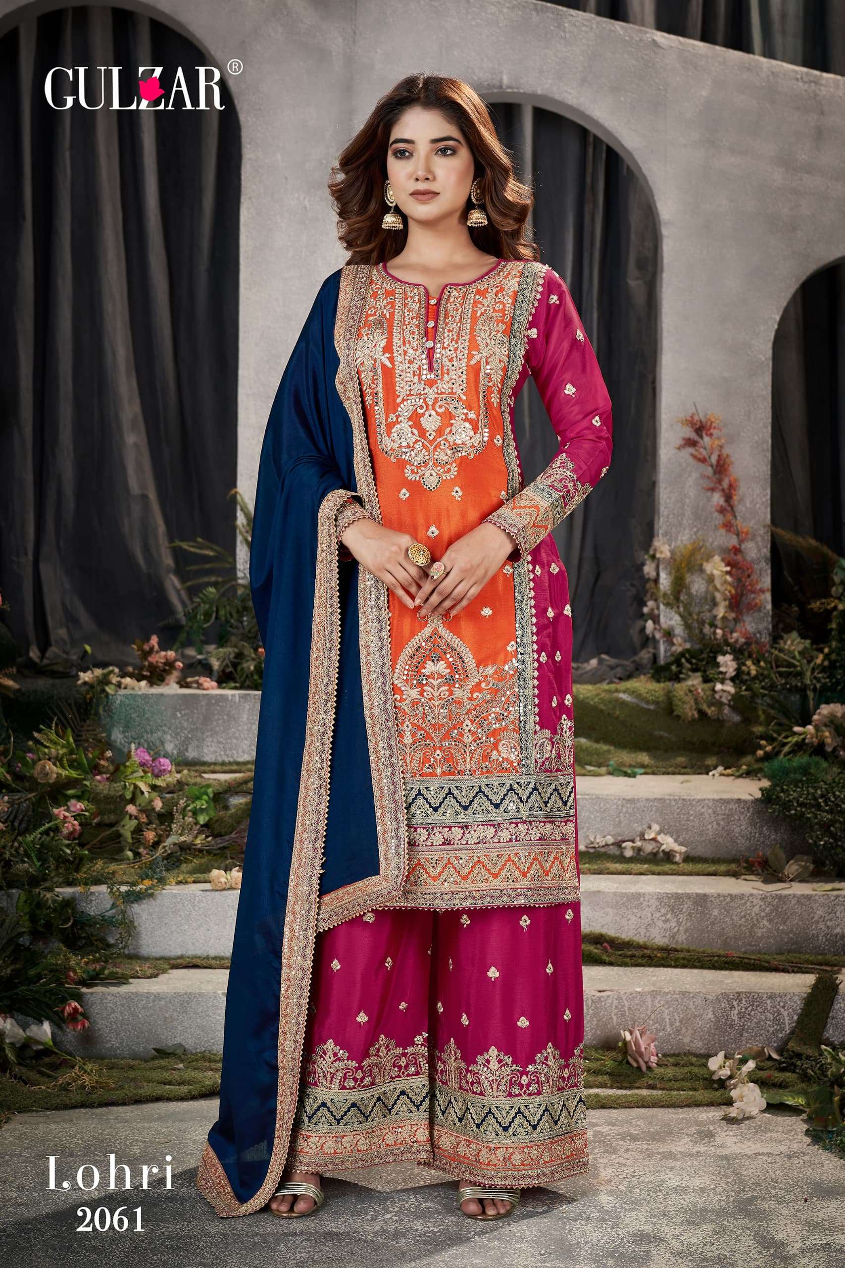 Gulzar Lohir Premium Chinnon Embroidered Salwar Suits Wholesale catalog