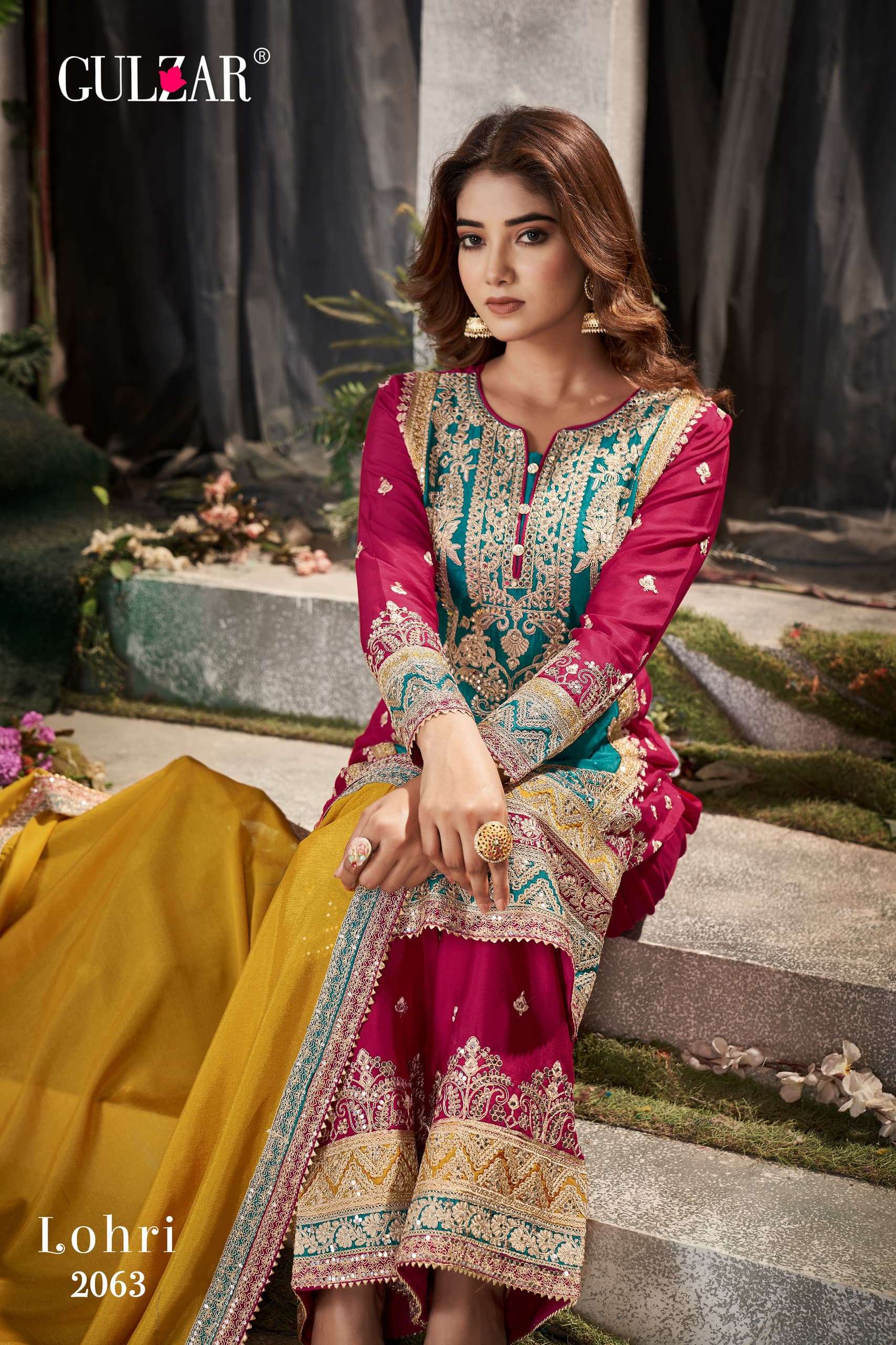 Gulzar Lohir Premium Chinnon Embroidered Salwar Suits Wholesale catalog