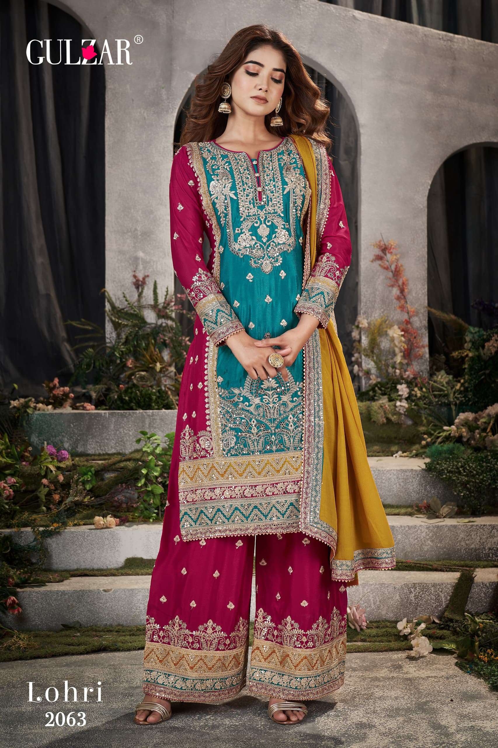 Gulzar Lohir Premium Chinnon Embroidered Salwar Suits Wholesale catalog