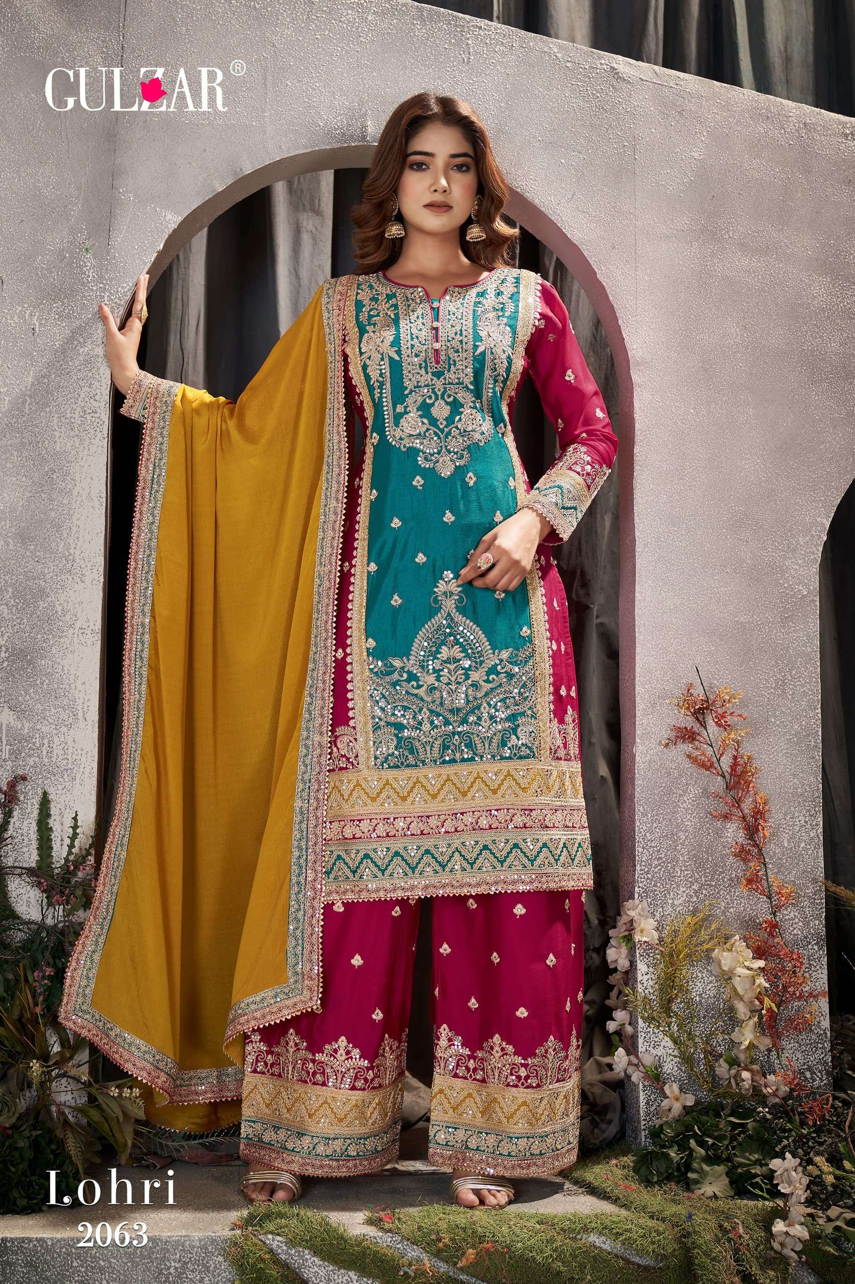 Gulzar Lohir Premium Chinnon Embroidered Salwar Suits Wholesale catalog