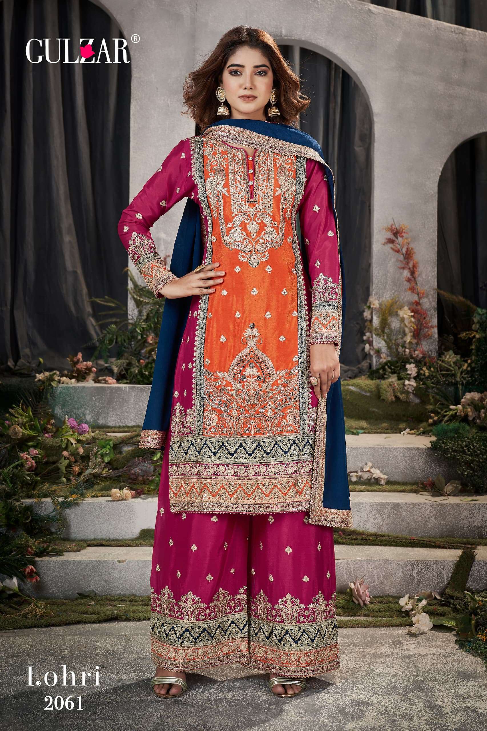 Gulzar Lohir Premium Chinnon Embroidered Salwar Suits Wholesale catalog