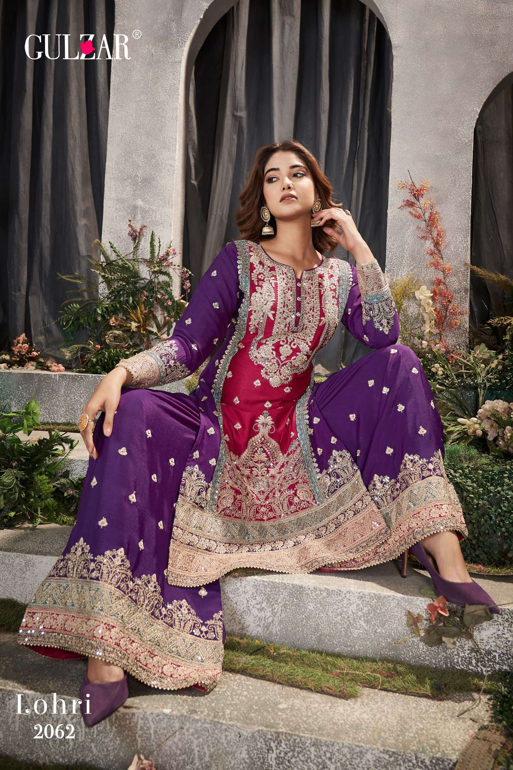 Gulzar Lohir Premium Chinnon Embroidered Salwar Suits Wholesale catalog