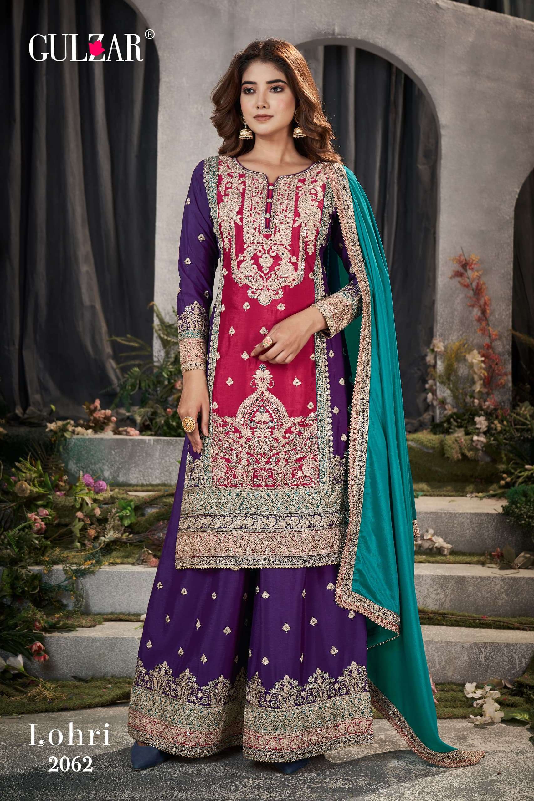 Gulzar Lohir Premium Chinnon Embroidered Salwar Suits Wholesale catalog