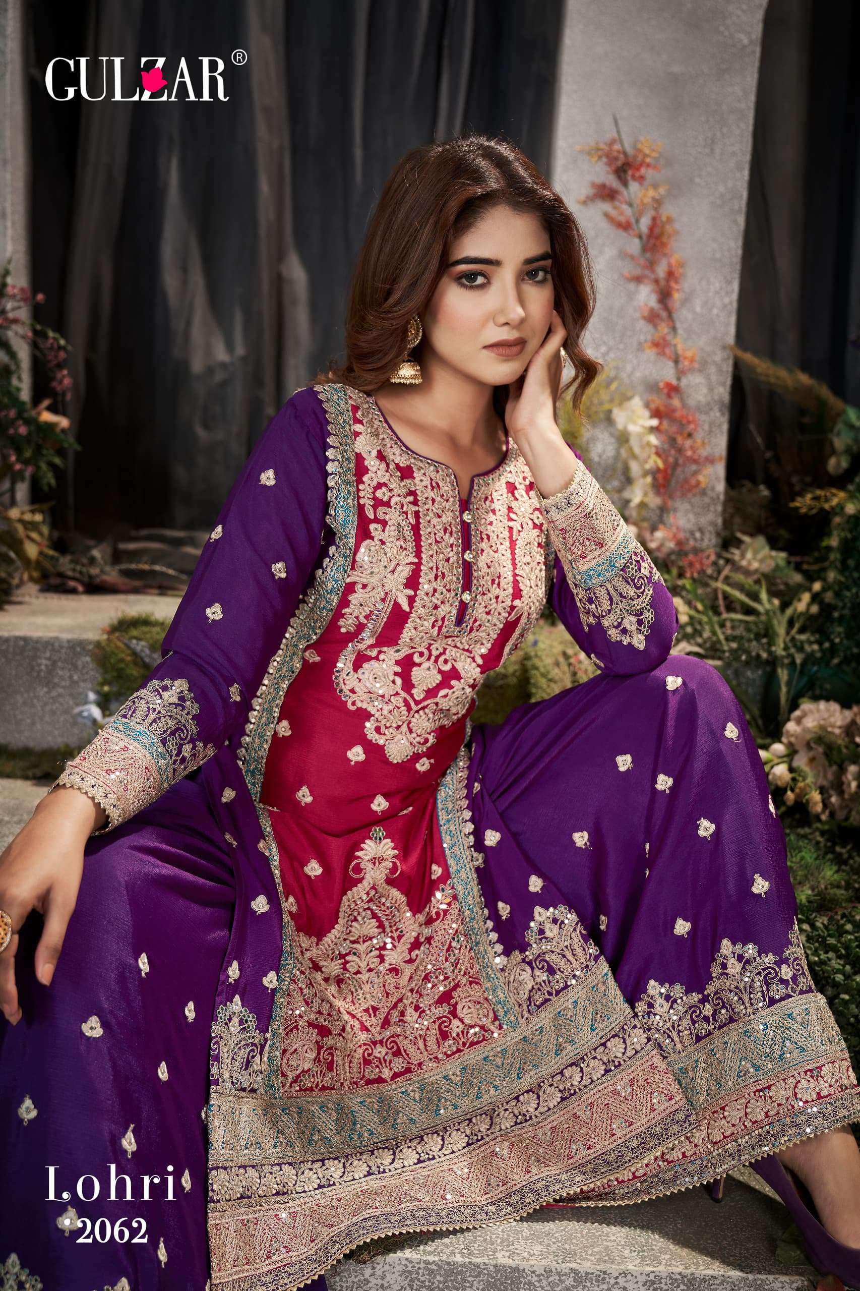 Gulzar Lohir Premium Chinnon Embroidered Salwar Suits Wholesale catalog