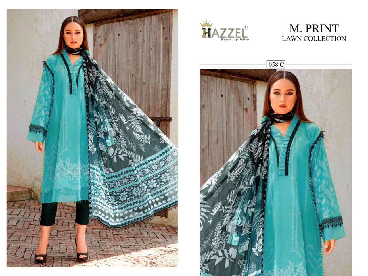Hazzel M Print 058 Cotton Dupatta Pakistani Suits Wholesale catalog