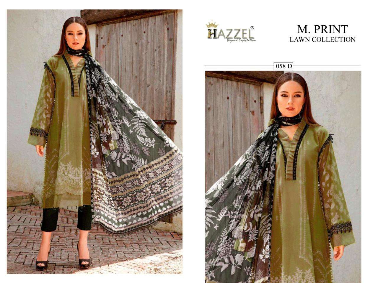 Hazzel M Print 058 Cotton Dupatta Pakistani Suits Wholesale catalog