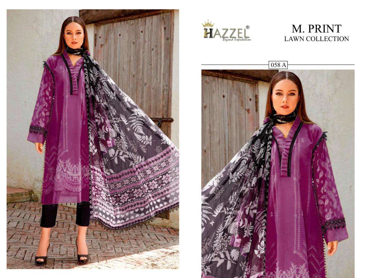 Hazzel M Print 058 Cotton Dupatta Pakistani Suits Wholesale catalog