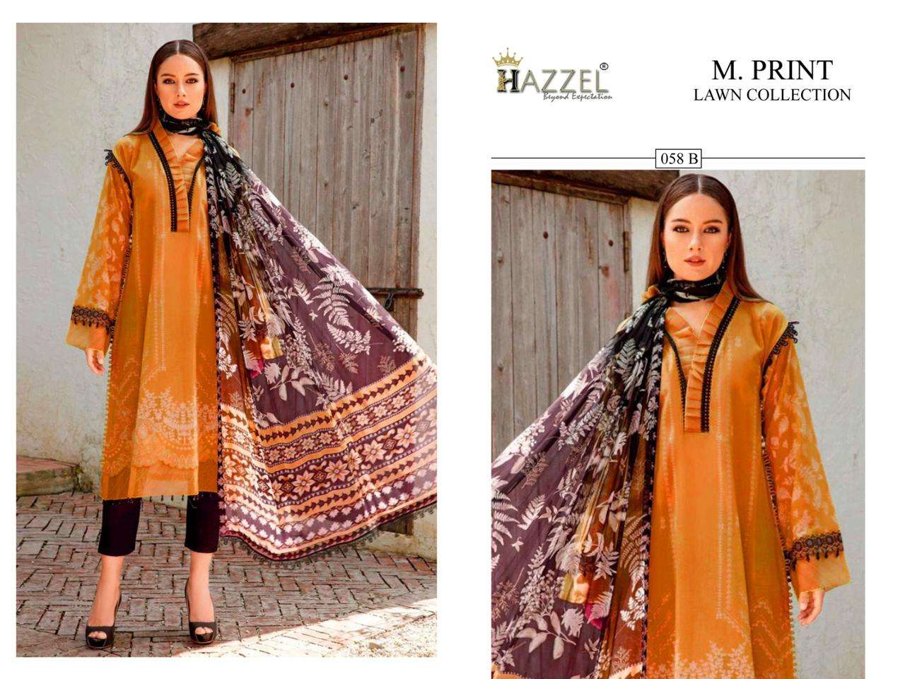 Hazzel M Print 058 Cotton Dupatta Pakistani Suits Wholesale catalog