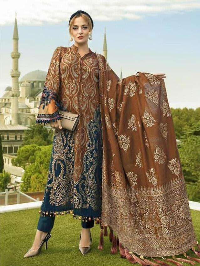 Hazzel Maria B Lawn 071 Chiffon Dupatta Pakistani Suits Wholesale catalog