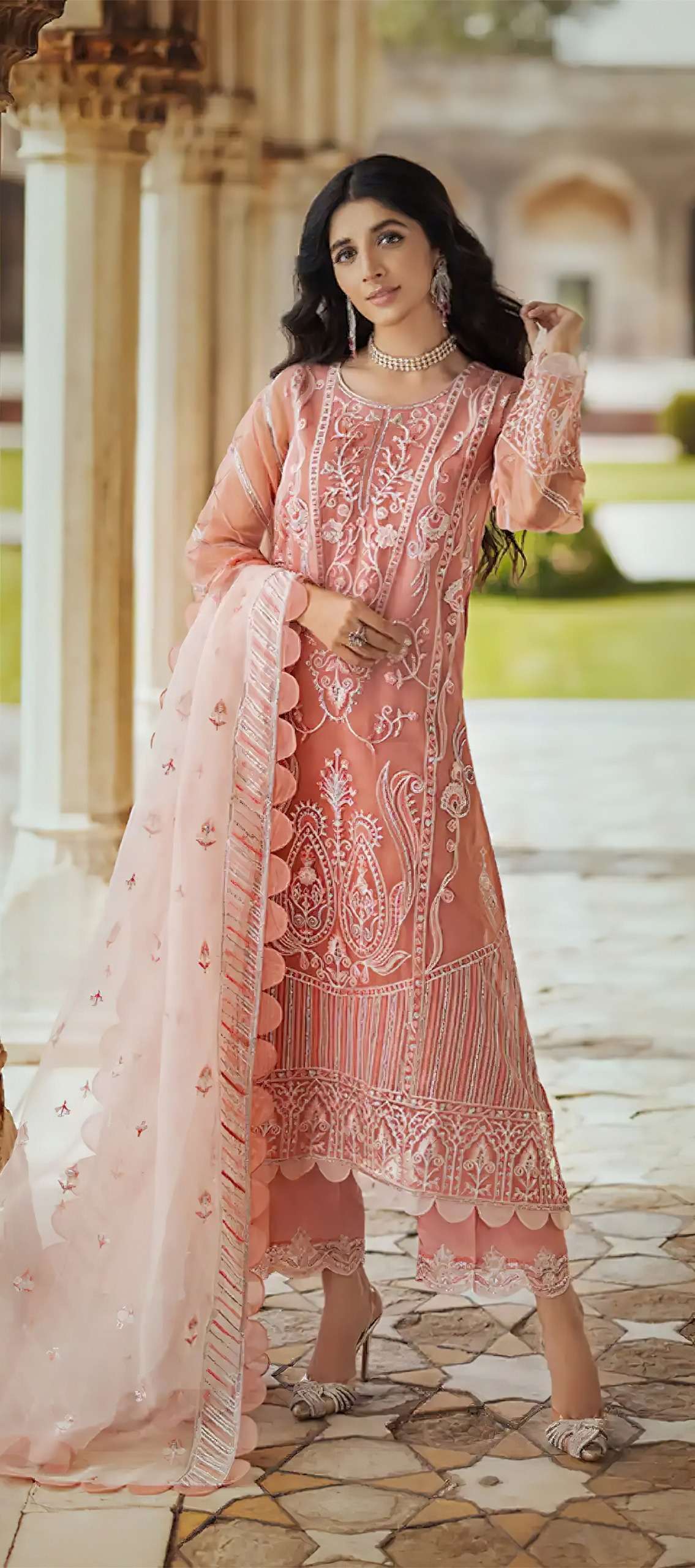 Khas Laam Faux Georgette Embroidery Pakistani Suits Wholesale catalog