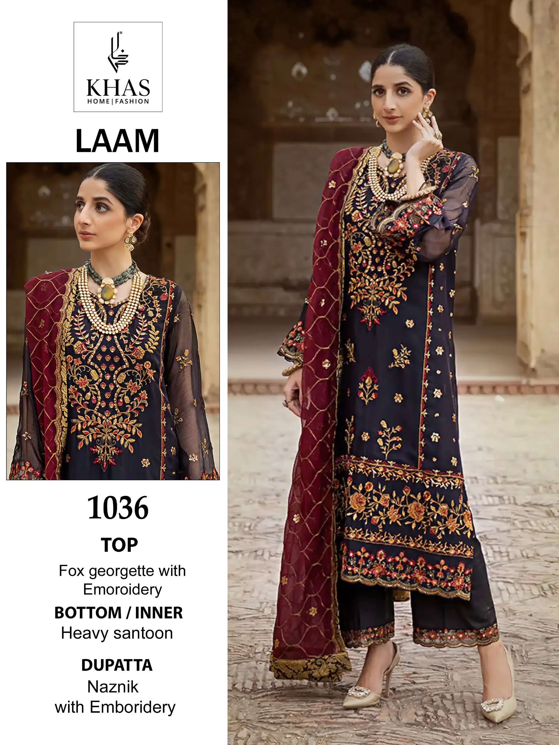 Khas Laam Faux Georgette Embroidery Pakistani Suits Wholesale catalog