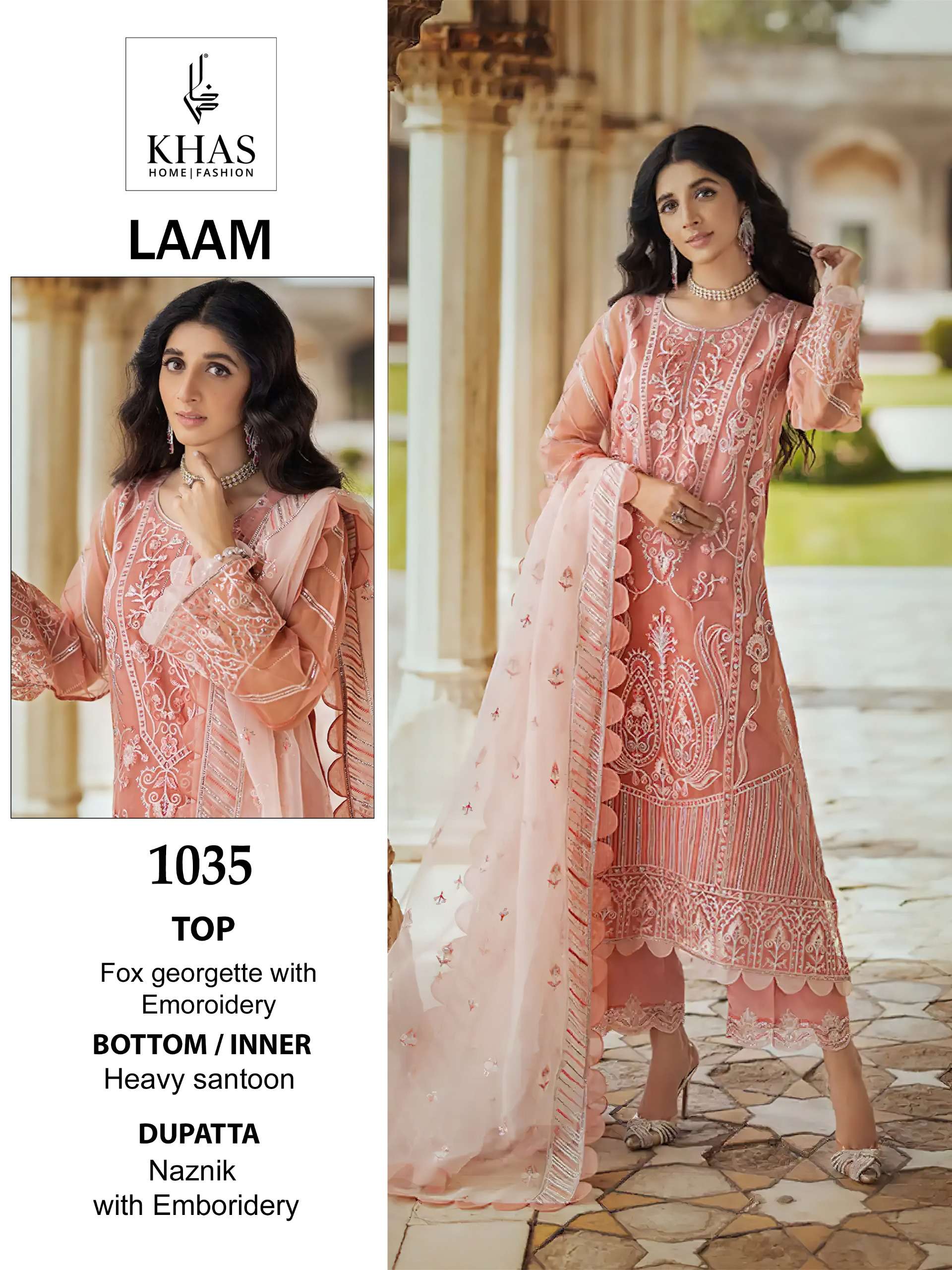 Khas Laam Faux Georgette Embroidery Pakistani Suits Wholesale catalog