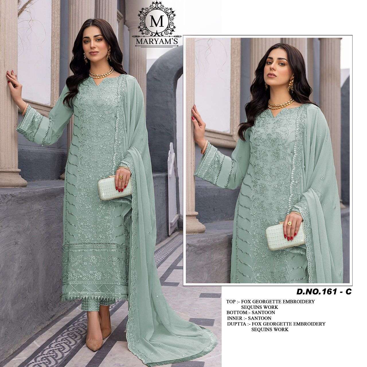 Maryams 161 Faux Georgette Pakistani Suits Wholesale catalog