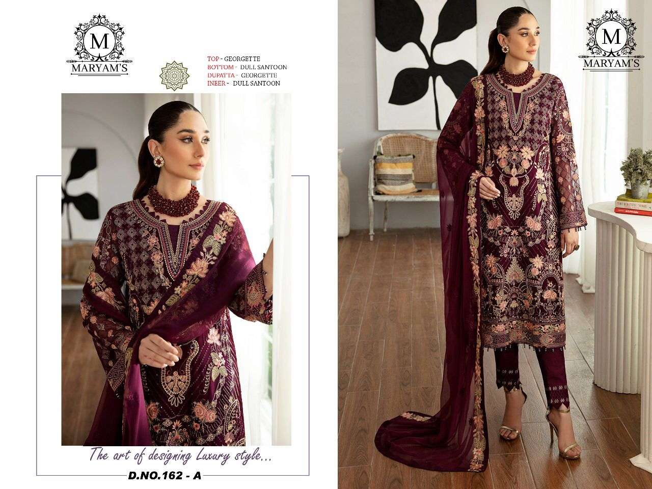 Maryams 162 Georgette Embroidery Salwar Kameez Wholesale catalog
