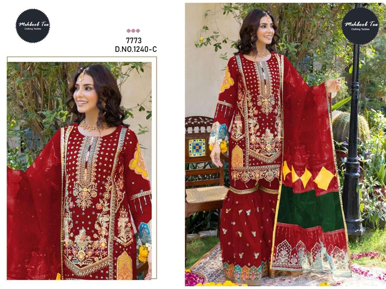Mehboob Tex 1240 Organza Pakistani Suits Wholesale catalog