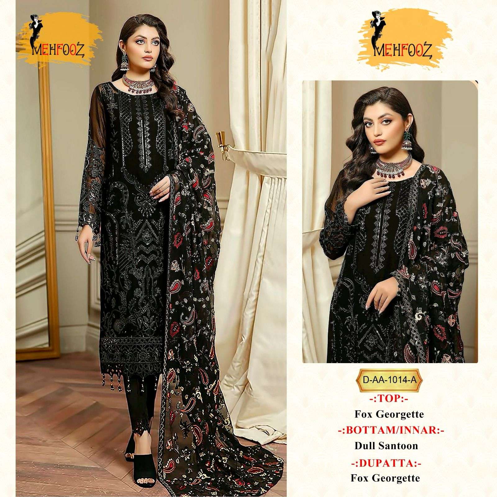 Mehfooz Aa 1014 Georgette Pakistani Suits Wholesale catalog