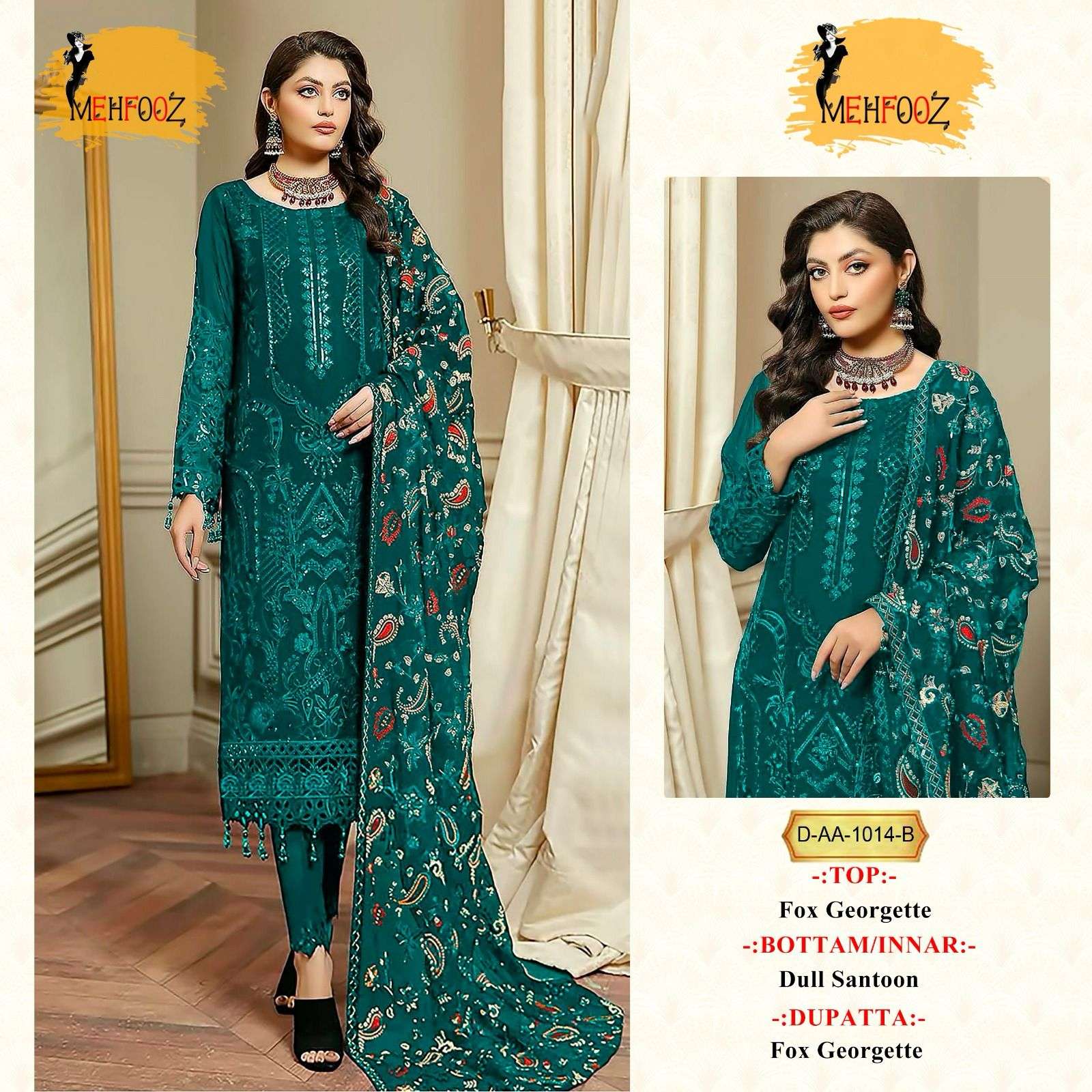 Mehfooz Aa 1014 Georgette Pakistani Suits Wholesale catalog