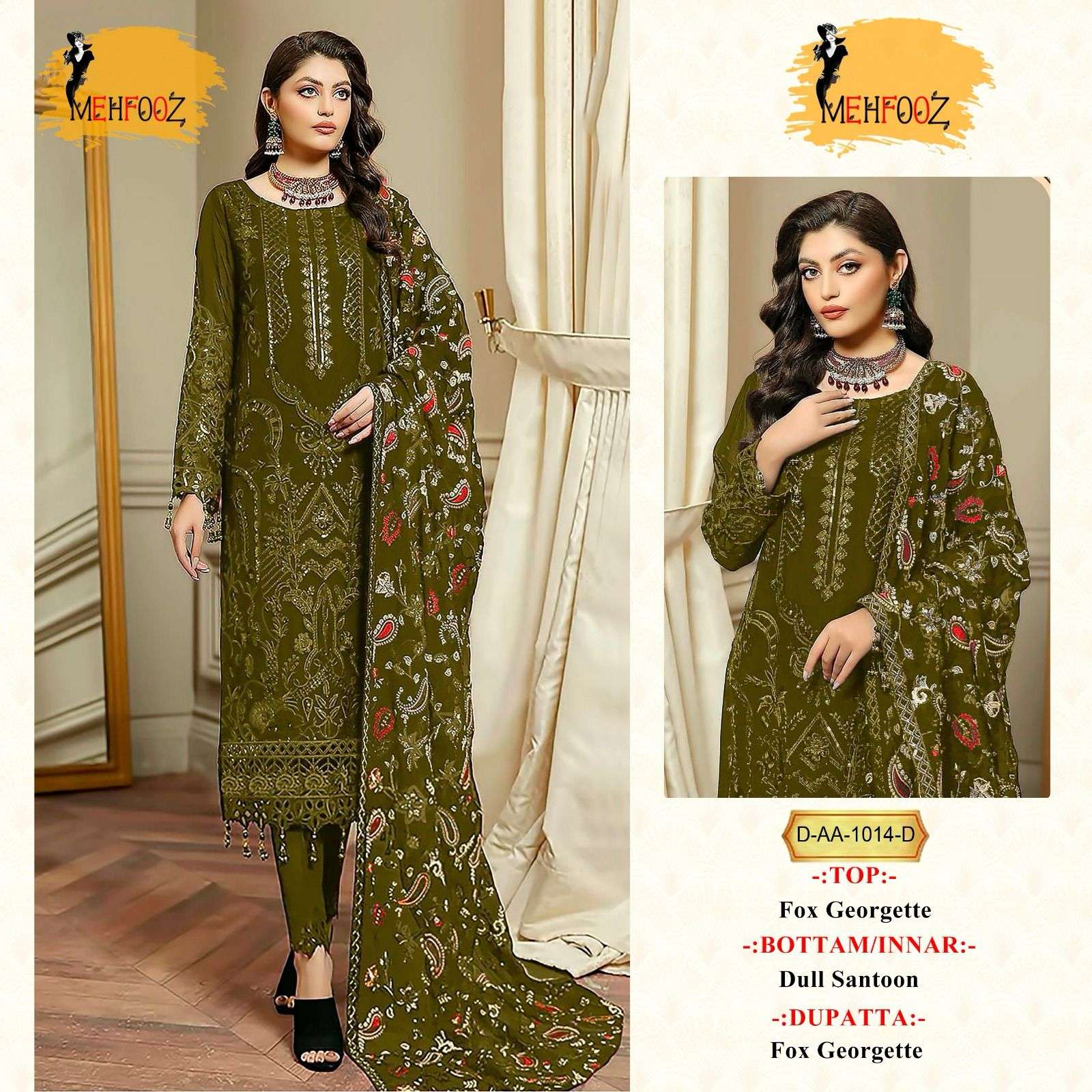 Mehfooz Aa 1014 Georgette Pakistani Suits Wholesale catalog
