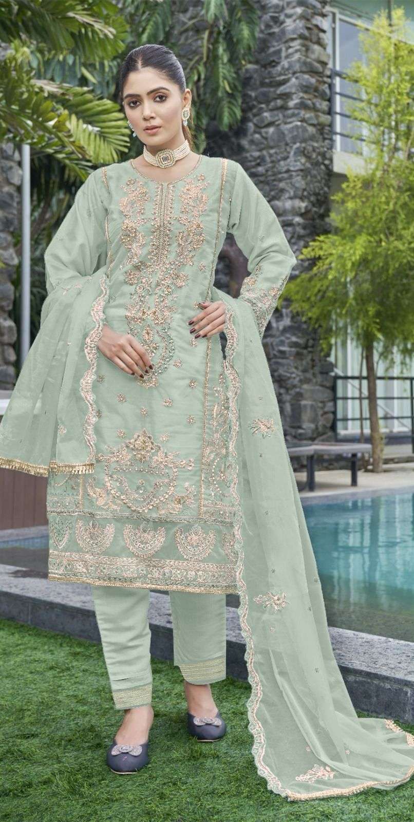 Motifz 1045 Pure orgnaza with embroidery Wholesale catalog