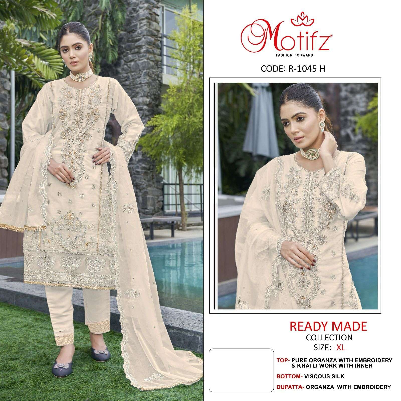 Motifz 1045 Pure orgnaza with embroidery Wholesale catalog