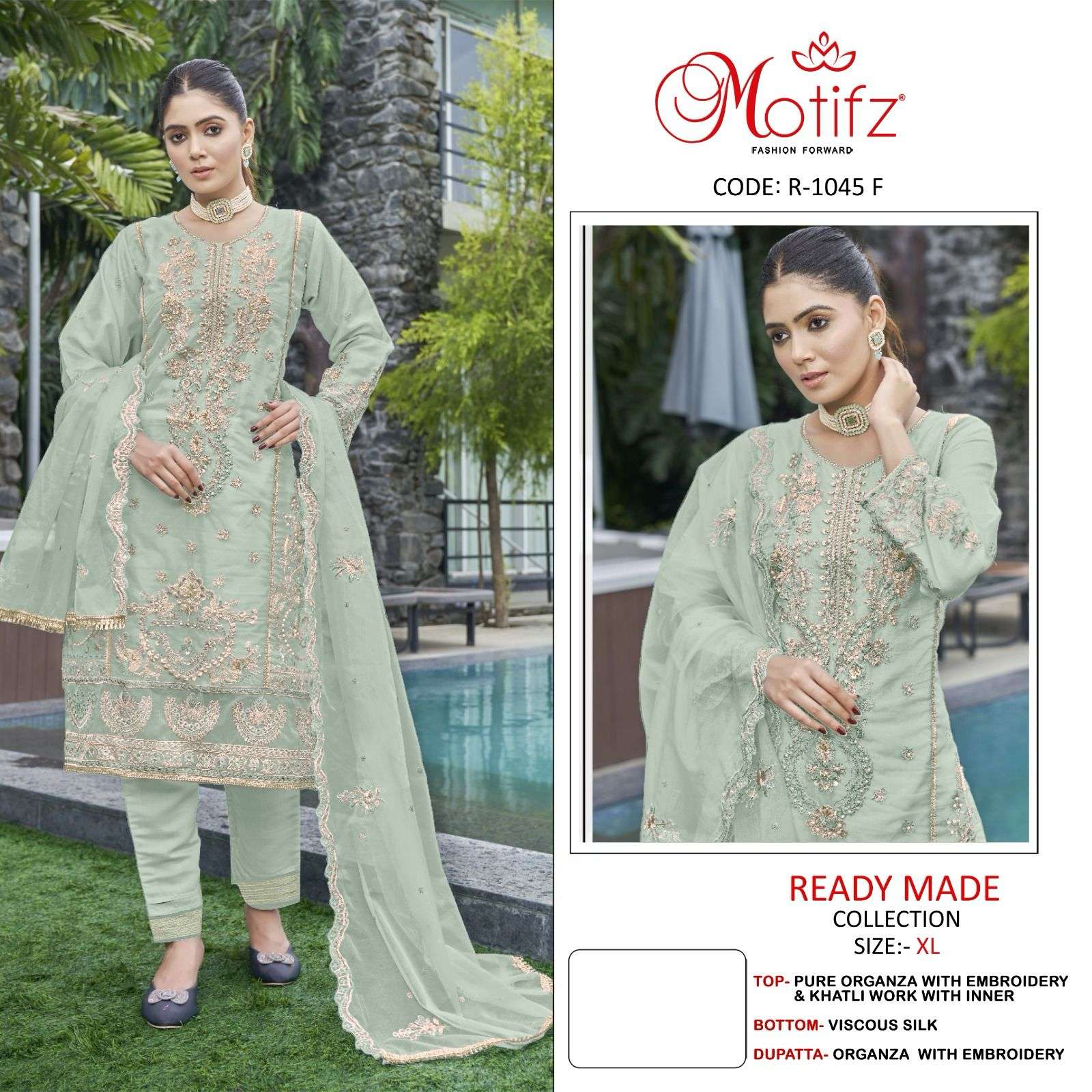 Motifz 1045 Pure orgnaza with embroidery Wholesale catalog