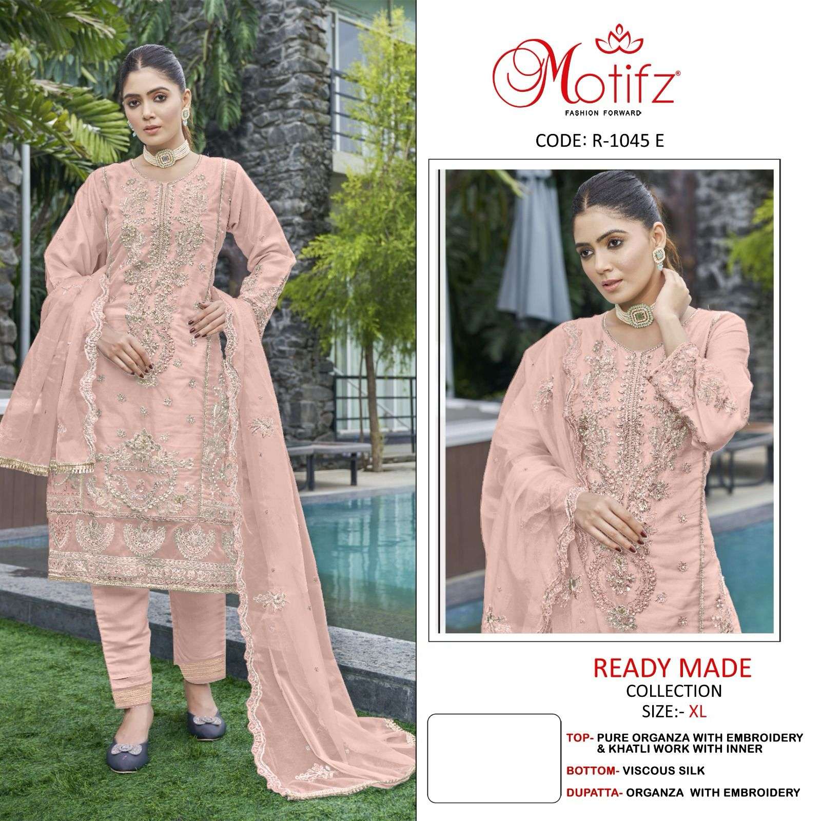 Motifz 1045 Pure orgnaza with embroidery Wholesale catalog