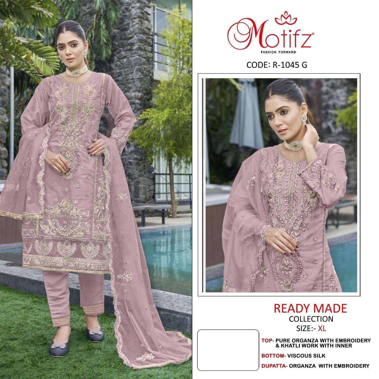 Motifz 1045 Pure orgnaza with embroidery Wholesale catalog